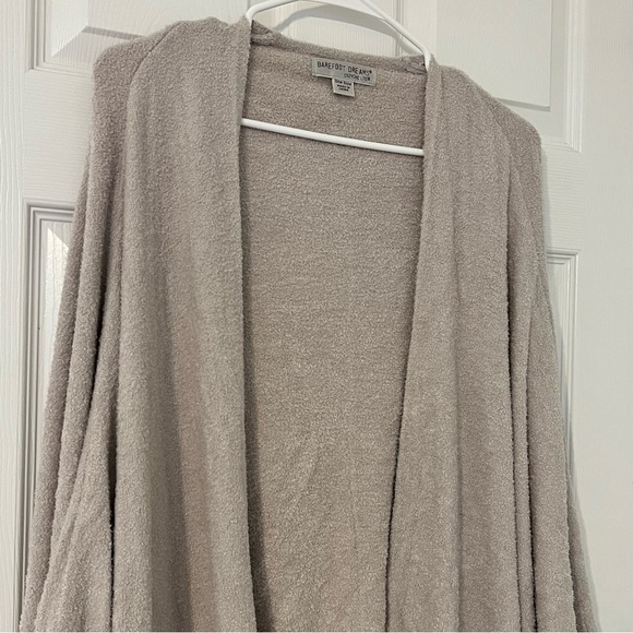 Barefoot Dreams Cozy Chic Lite Cardigan One Size Open Pockets Beige Cream Long - Picture 4 of 8